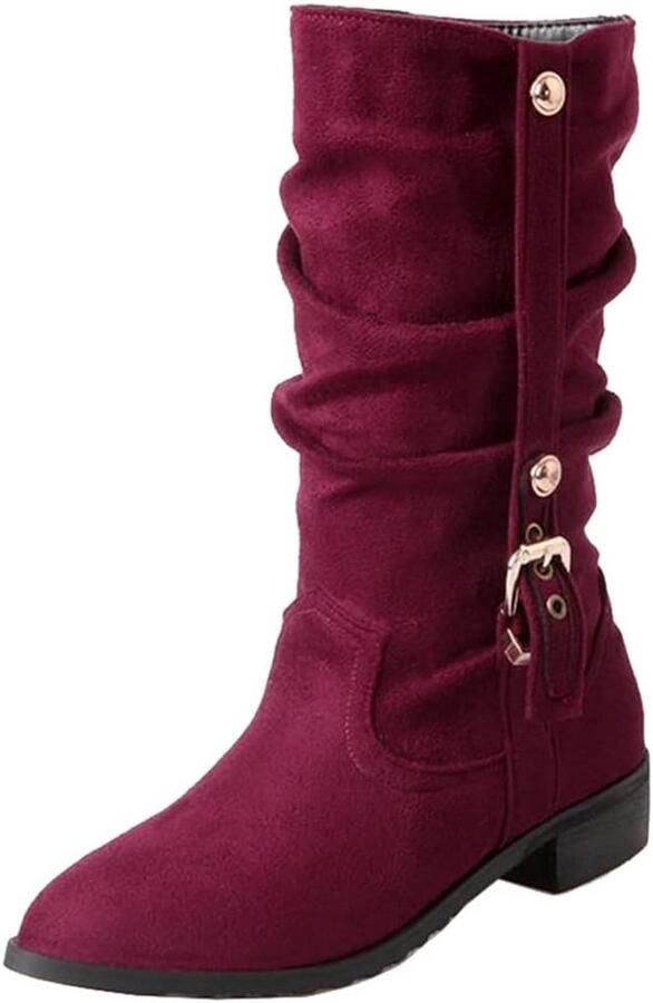 Dames Laarzen Middenkuit Plat Comfortabele Winterlaarzen met Ritssluiting