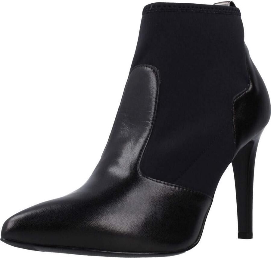 Dames Laarzen Zwart Leer Hoge Hak Gemaakt in Italië