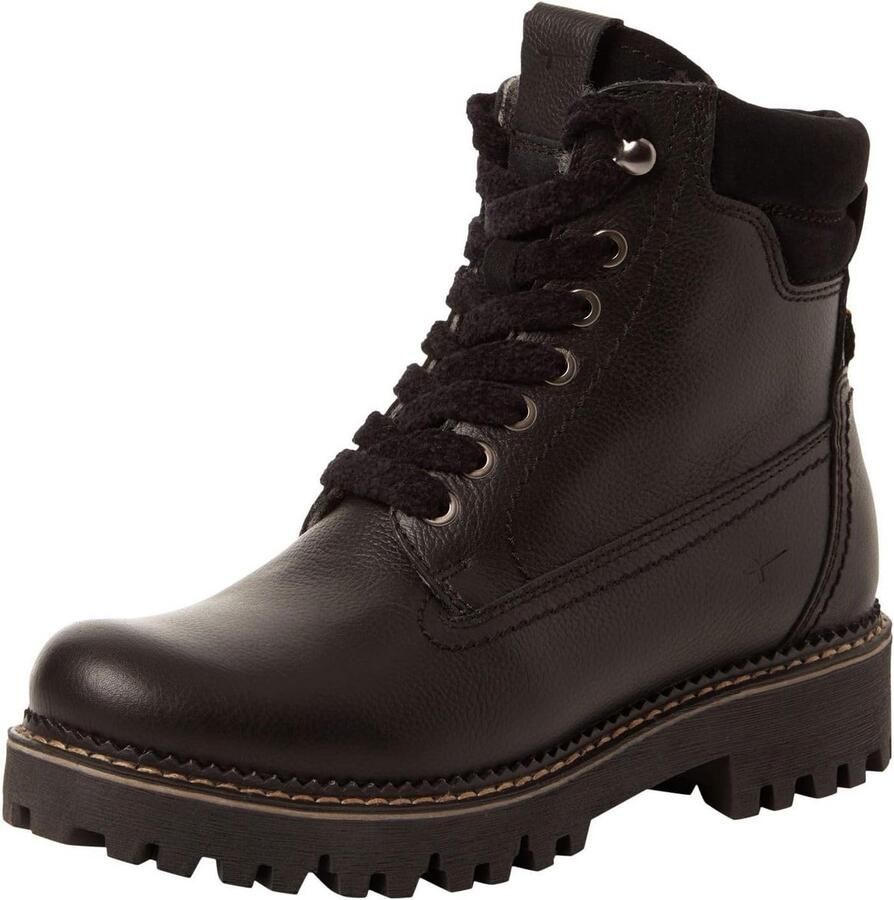 Dames Lace-up Enkellaars Zwart of Wit Warm gevoerde Winterlaars