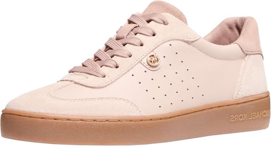 Dames Lace Up Sneaker van Leer met Suède Accenten