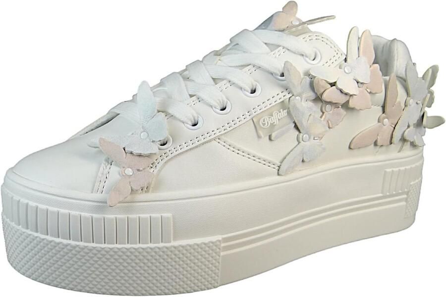 Dames Lage Sneakers met Vetersluiting en Blokhak Imitatieleer