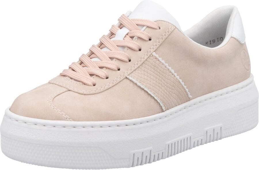 Dames lage sneakers met vetersluiting en plateauzool