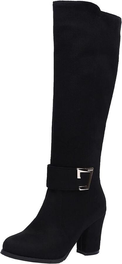 Dames Lange Laarzen met Blokhak en Ritssluiting