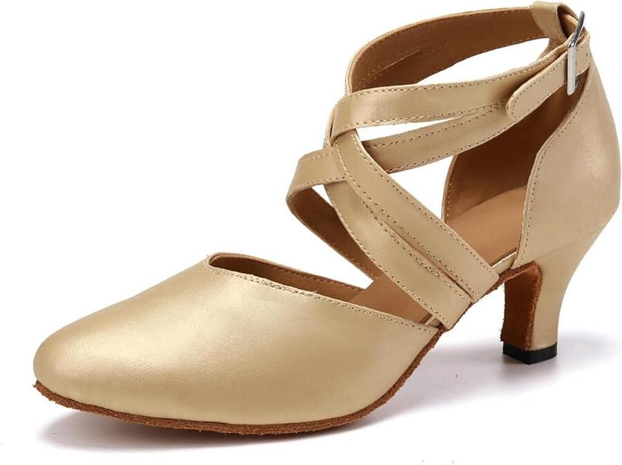 Dames Latijns-Amerikaanse Dansschoenen Gesloten Teen Standaard Ballroom Tango Hakken met Enkelbandje