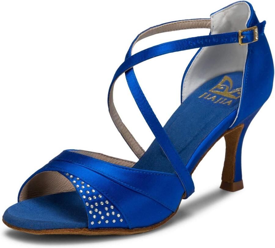 Dames Latin Dansschoenen met Strass en Flared Hak