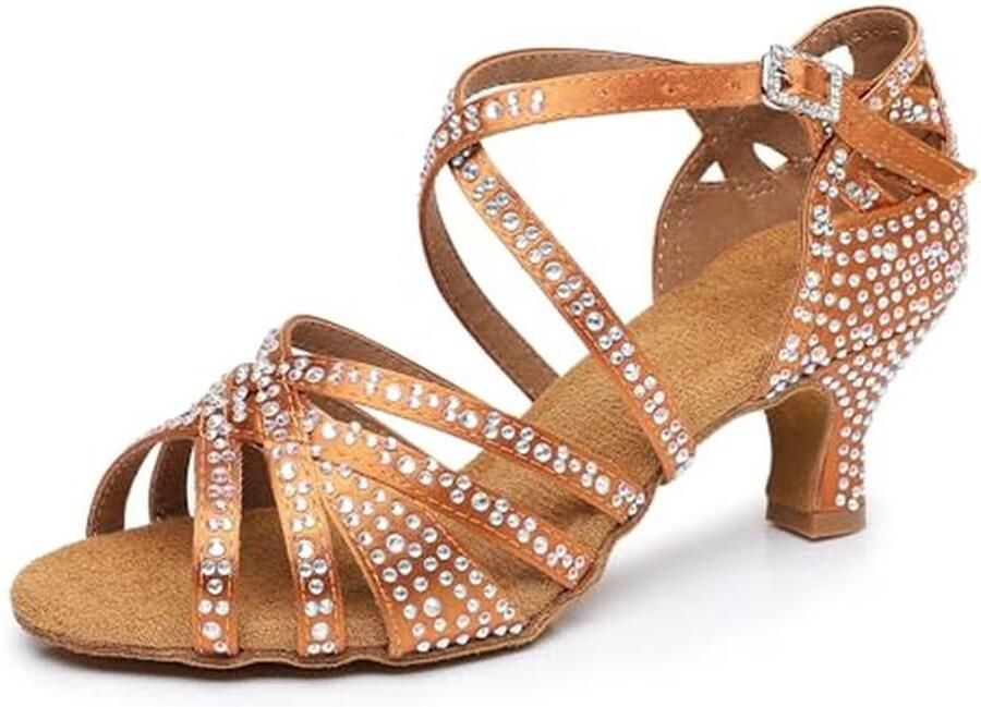Dames Latin Dansschoenen met Strass Moderne Ballroom Schoenen voor Bruiloften 5 Hakken