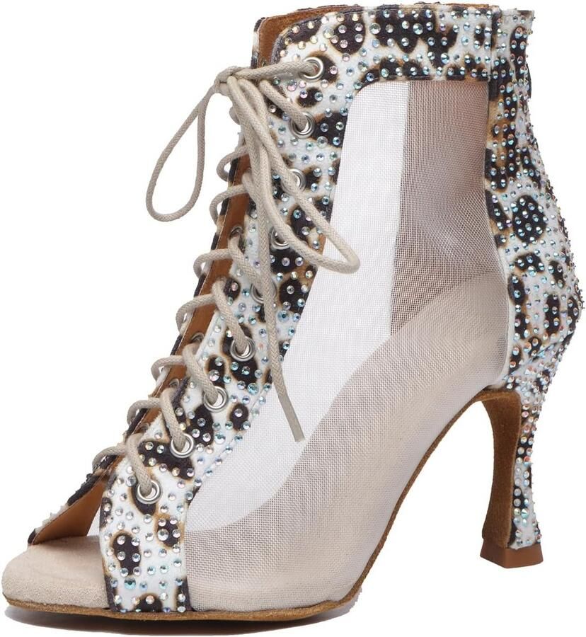 Dames Latin Dansschoenen met Vetersluiting voor Tango en Salsa