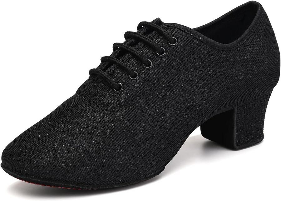 Dames Latin Dansschoenen Zwart Gesloten Teen Perfect voor Salsa Ballroom en Dansles