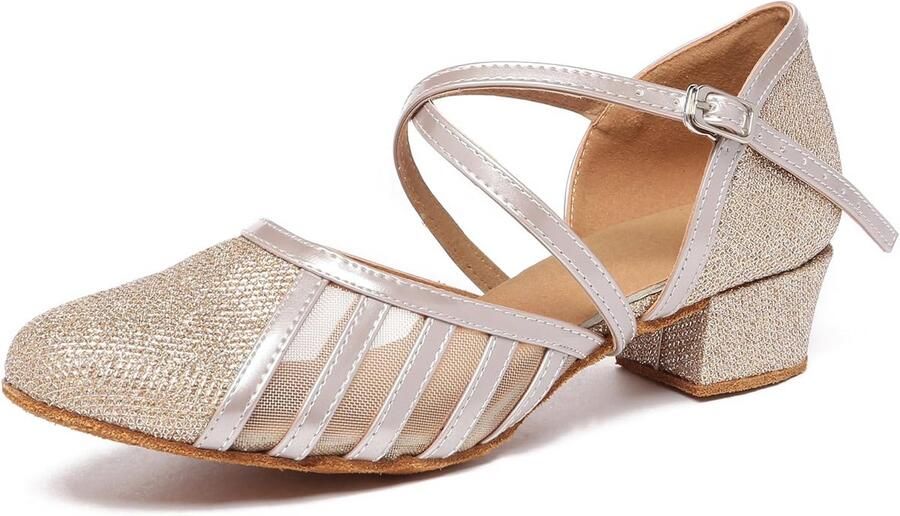 Dames Latin Salsa T-veters Dansschoenen Gesloten Teen Synthetisch Leer QJ6133