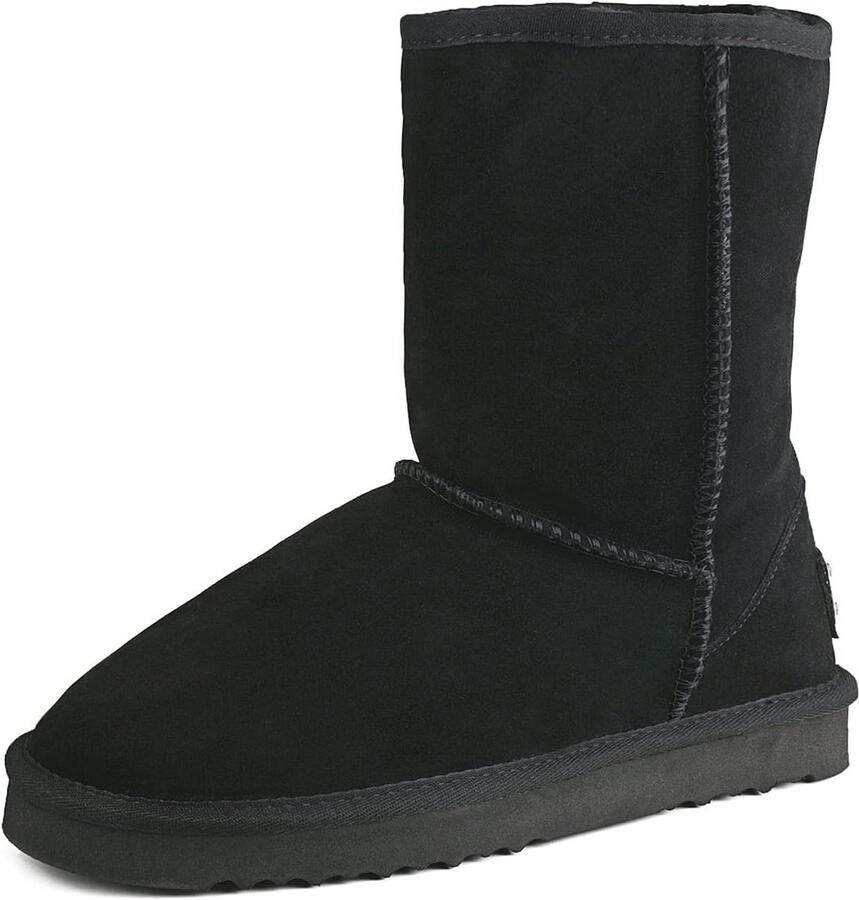 Dames Leer Halfhoge Waterdichte Sneeuwlaarzen