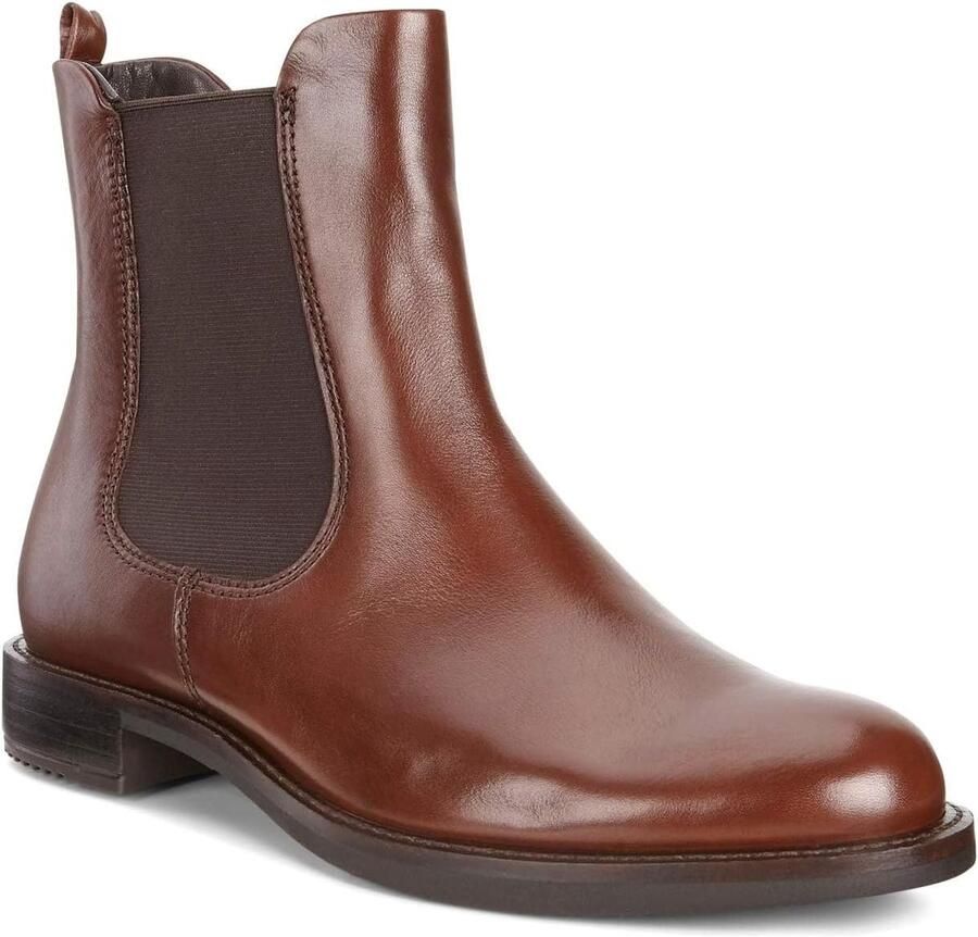 Dames leren enkellaarzen Chelsea-stijl met lage hak