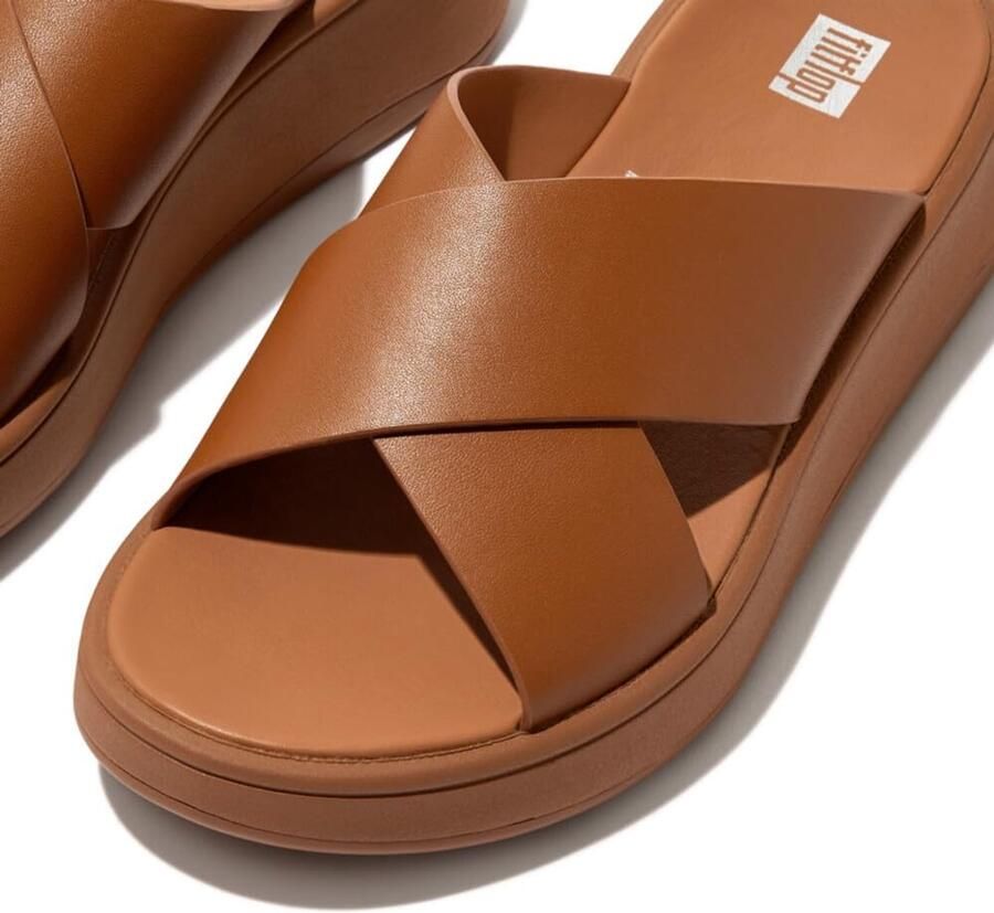 Dames Leren Flatform Slides Comfortabele Bandjes Sandalen