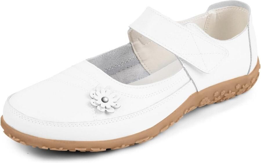 Dames Leren Mary Jane Met Klittenbandsluiting Comfortabele Platte Ballerina's voor Dagelijks Gebruik