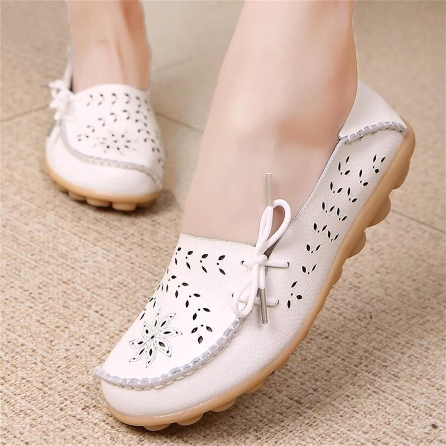 Dames Leren Mocassins Casual Comfortabele Loafers voor Dagelijks Gebruik Slip-On Bootsschoenen