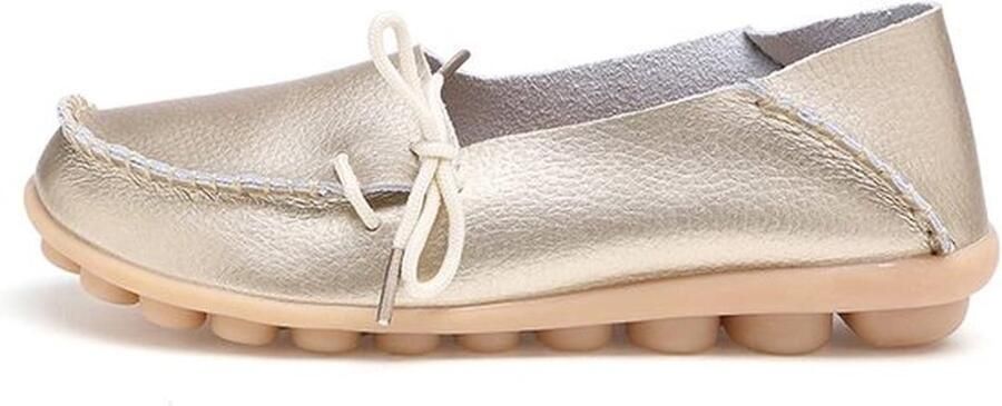 Dames- leren mocassins zachte comfort Goud Plat Slip-on Casual Geschikt voor rijden