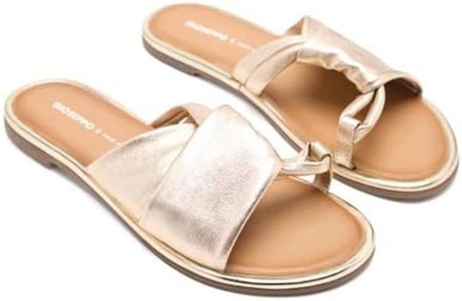 Dames Leren Platte Sandalen met Metalen Hek