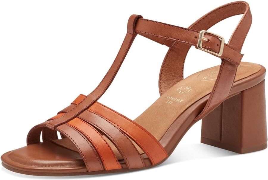 Dames Leren Sandalen met Blokhak en Klittenband