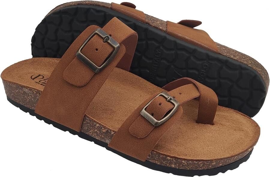 Dames Leren Zomersandalen met Kurken Zool