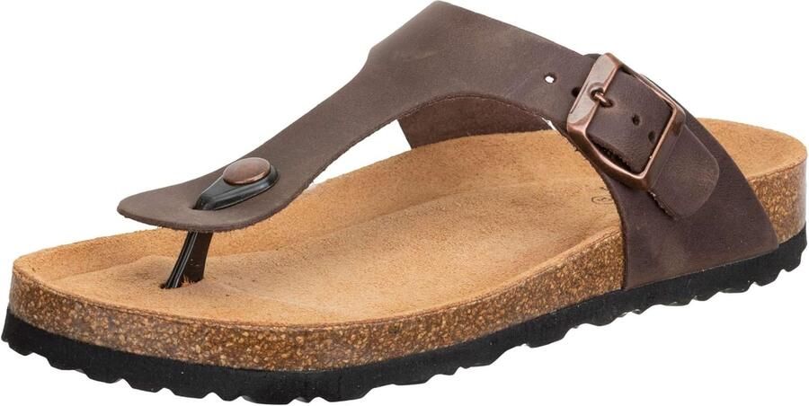 Dames Leren Slippers Bruin Comfortabele Pantoletten