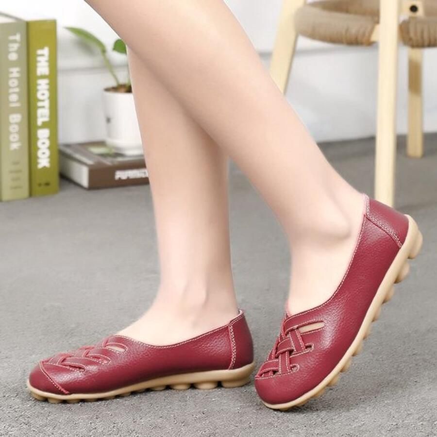 Dames Loafers Comfortabel Leren Instappers Ronde Neus Moccasins Zachte Wandelboots Casual Flats Gatpatroon Instapschoenen