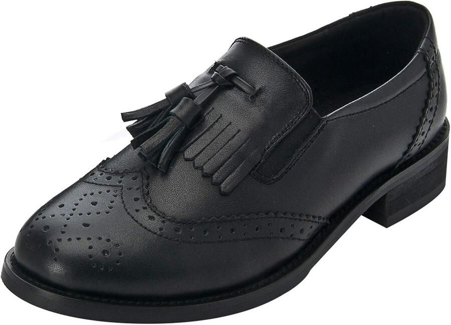 Dames Loafers van Echt Leer met Kwastjes Elegante Slip-On Instappers