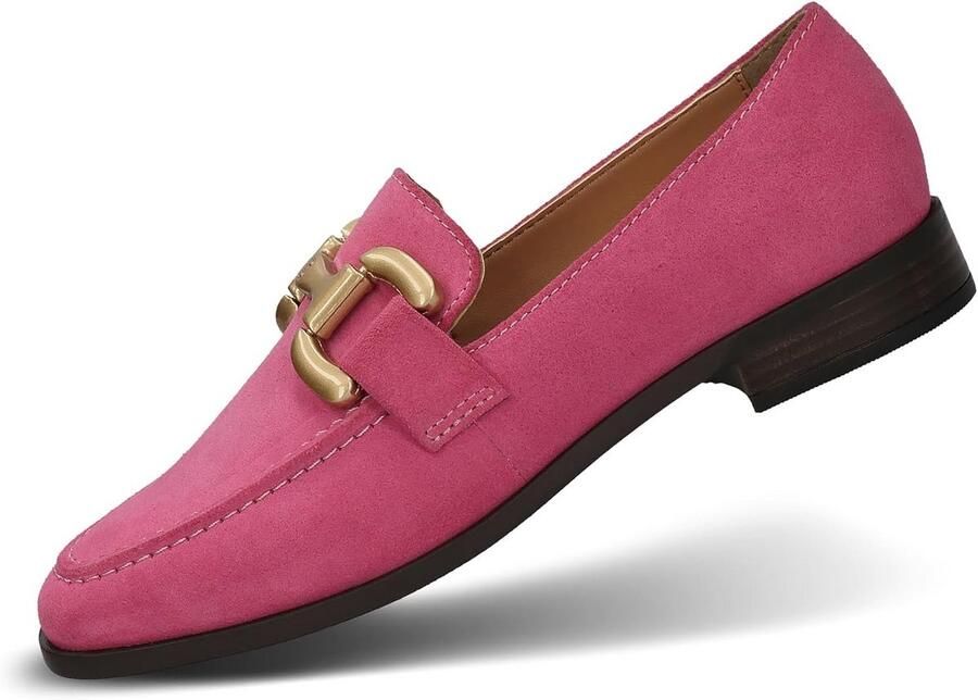 Dames loafers van nubuckleer in opvallend oranje