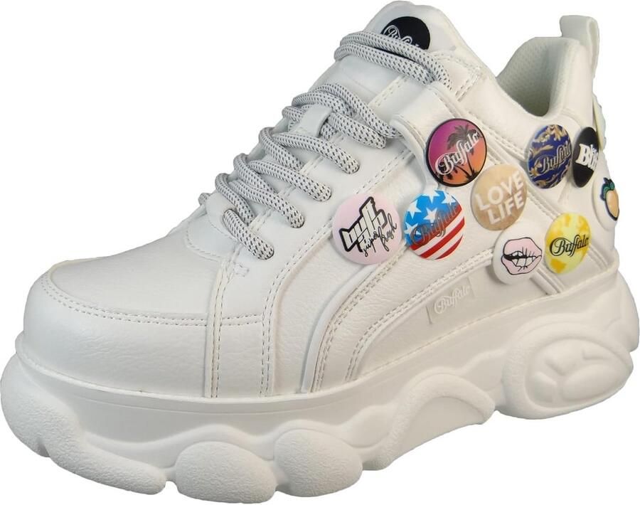 Dames Low Sneaker Wit Comfortabele Lage Sportschoen met Blokhak