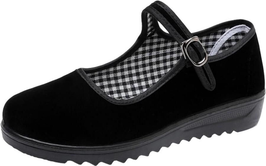 Dames Mary Jane Ballerina Platte Schoenen Stof Flexibel Comfortabel