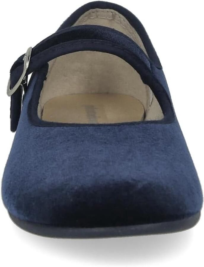 Dames Mary Janes. Platte ballerinas Velvet MaryJane Casual Comfortabele Sandalen. Gemaakt in SPANJE. Sluiting met Gesp. Zwart en Bordeaux