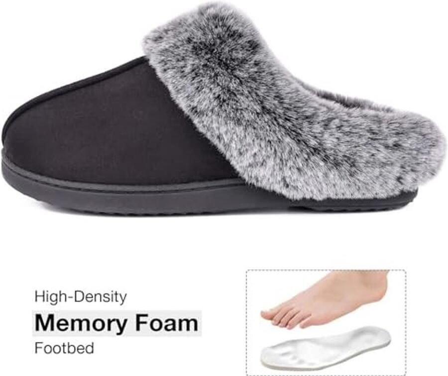 Dames Memory Foam Slippers Zacht en duurzaam met rubberen zool - Foto 1