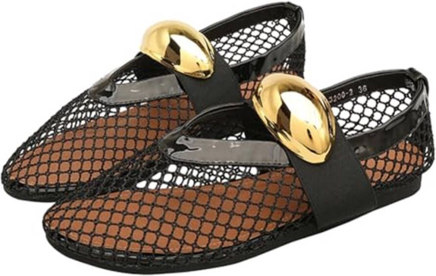 Dames Mesh Ballerina's met Ronde Neus en Gesp Casual Comfortabele Flats