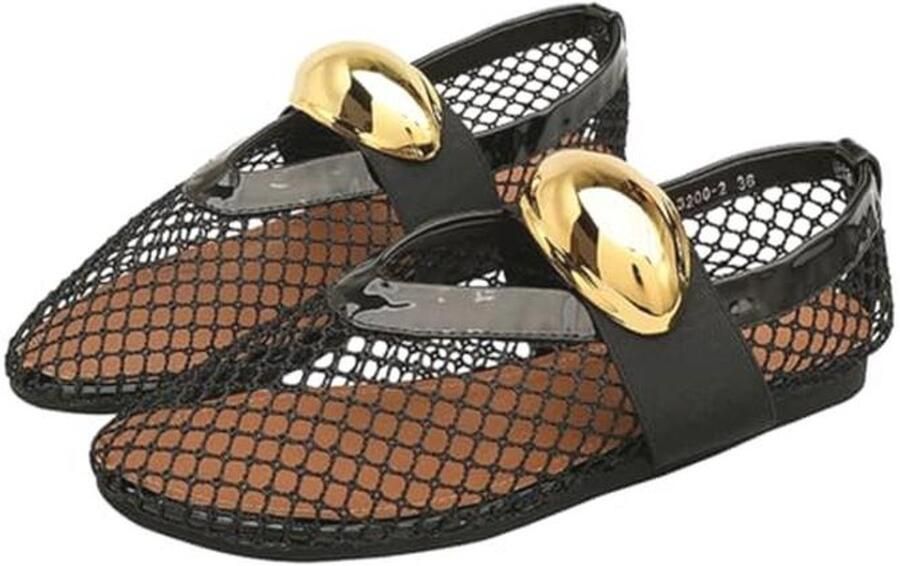 Dames Mesh Ballerina's met Ronde Neus en Gesp Casual Comfortabele Flats