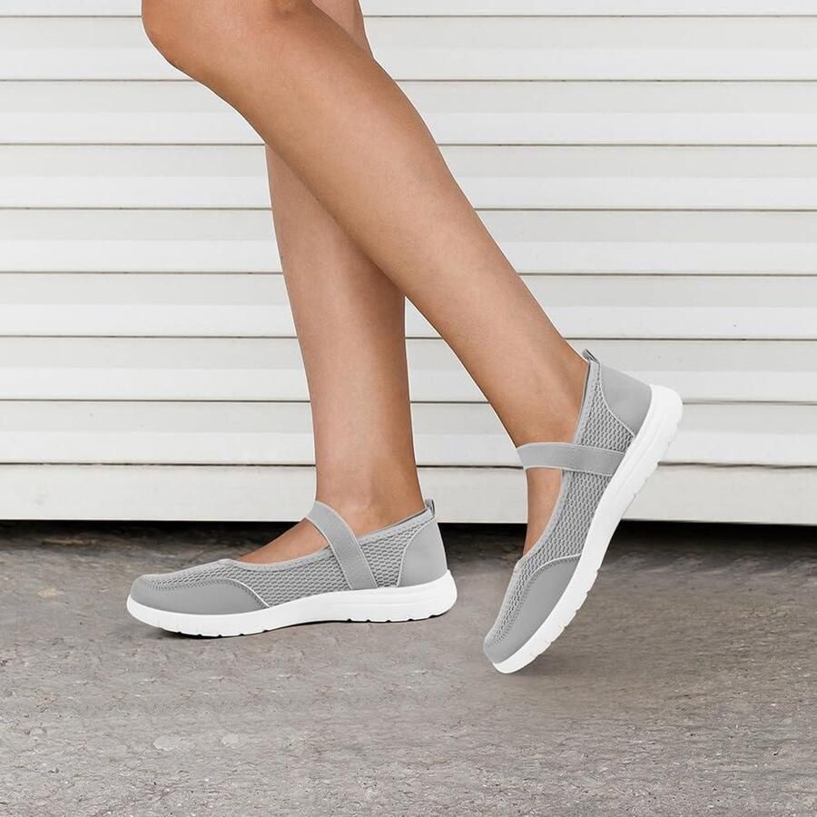 Dames Mesh-Stof Mary Jane met Klittenbandsluiting Comfortabele Platte Schoenen voor Dagelijks Gebruik