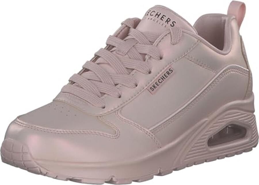Dames Metallic Lederen Veterschoenen Mode Sneakers