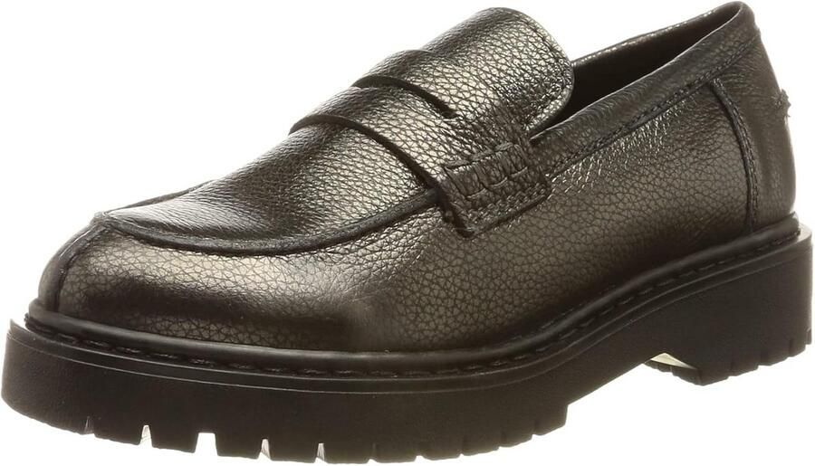 Dames mocassins metallic leer ademend loopcomfort