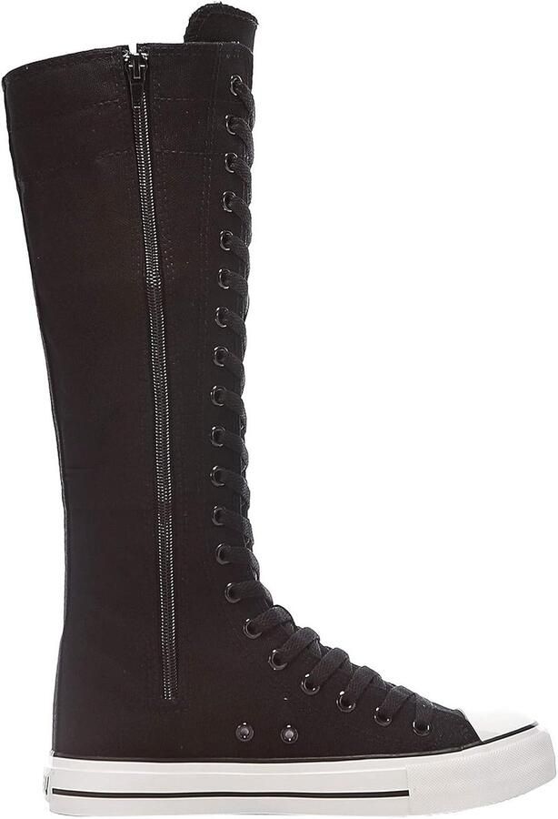 Dames Mode Canvas Dans Laarzen Knie Hoog Fietslaarzen Luxe School Schoenen voor Meisjes Perfect voor Halloween en Cosplay