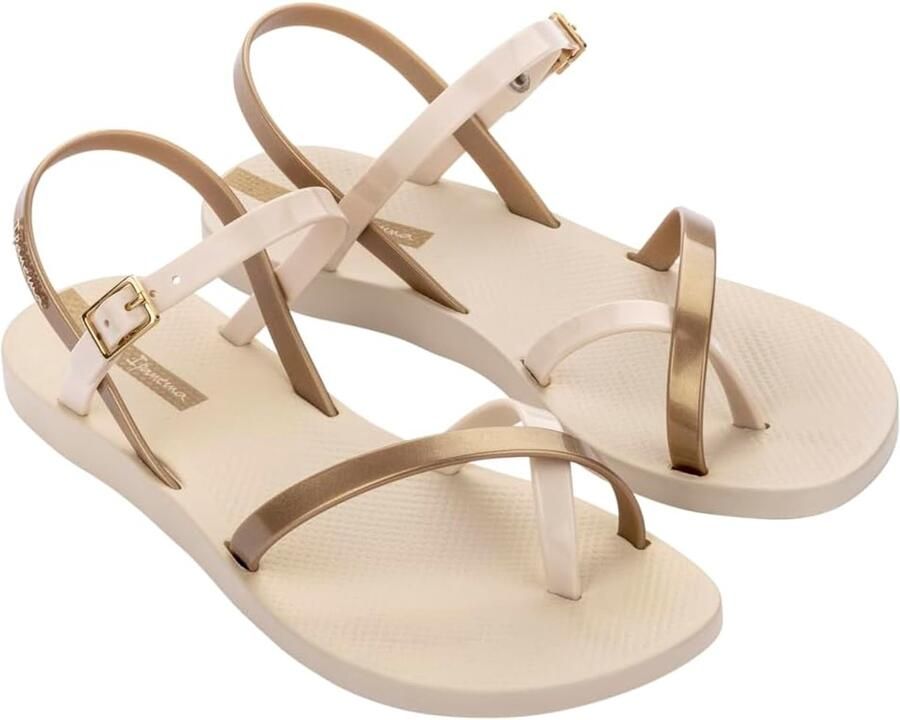 Dames Mode Sandalen Beige Goud