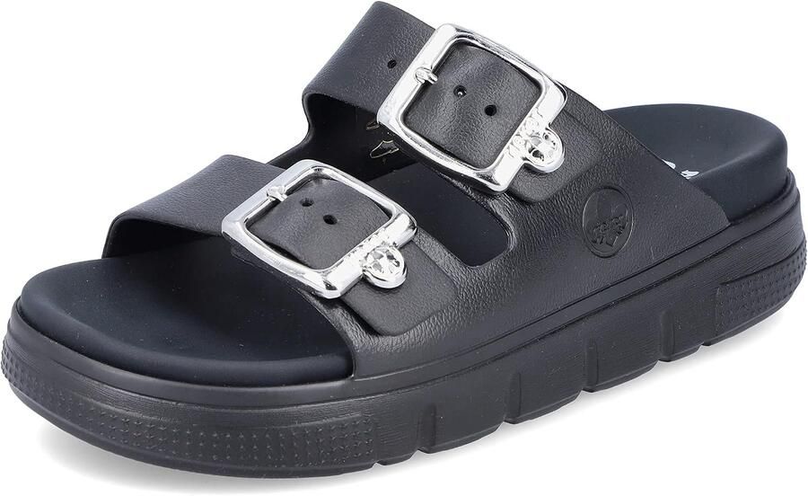 Rieker Slippers plateau zomerschoen slippers in breedte g (=wijd)