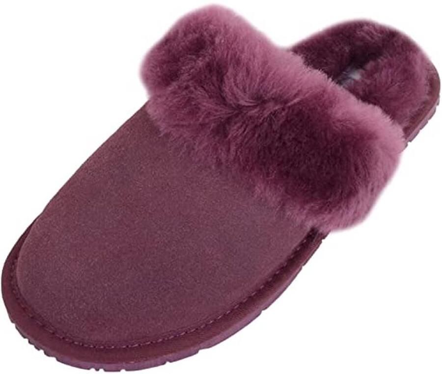 Dames Muilezel Slipper met Open Rug en Manchetten van Schapenvacht