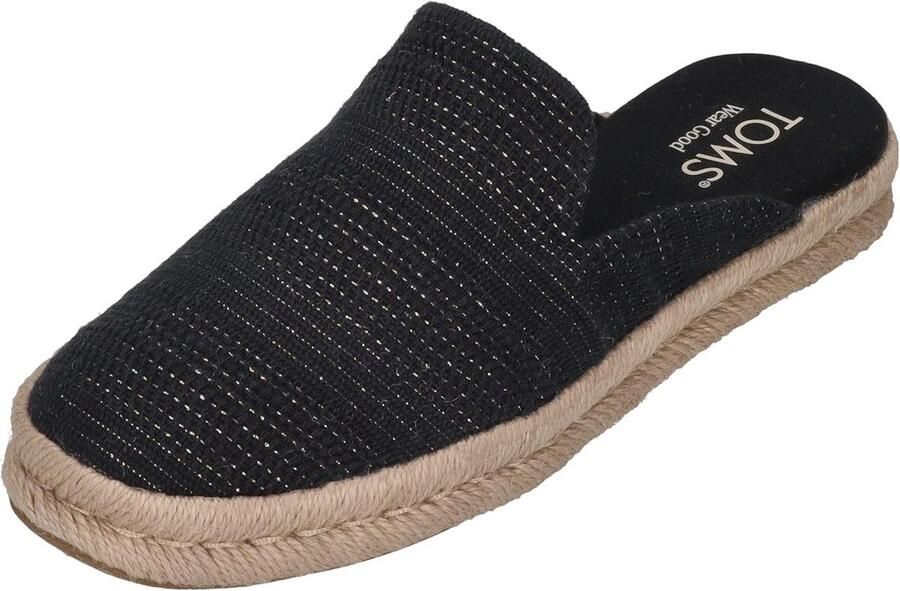 Dames Mule Santiago Zwart Metallic Linnen Schoenen