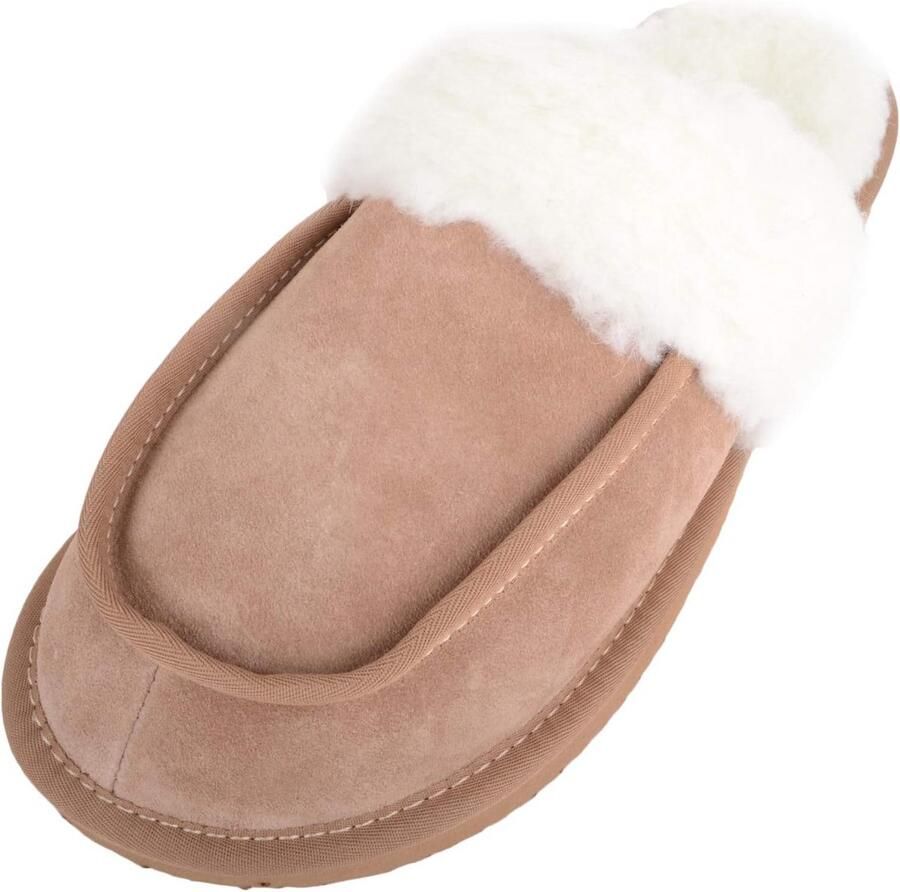 Dames Mule Slipper met Echte Lamswol Voering en Suède Bovenwerk