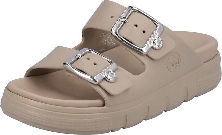 Rieker Slippers plateau zomerschoen slippers in breedte g (=wijd)
