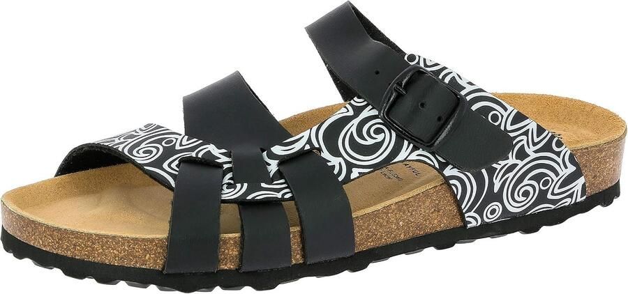 Dames Mules Zwart Wit Comfortabele Instappers met Gesp
