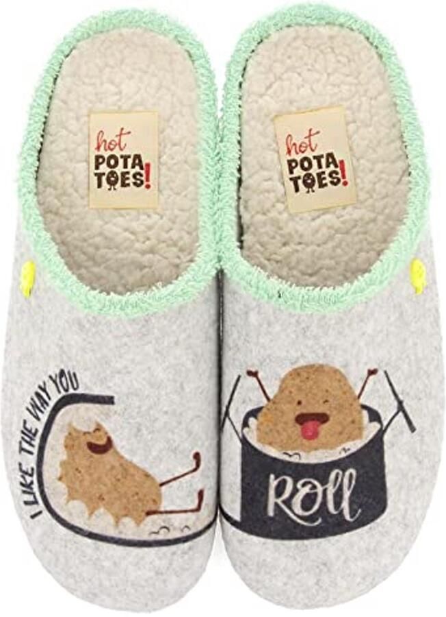 Dames Nurney Slippers Grijze Pluche Pantoffels met Lamsvacht en Gerecycled Schuim