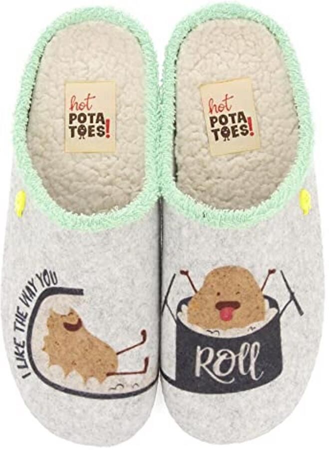 Dames Nurney Slippers Grijze Pluche Pantoffels met Lamsvacht en Gerecycled Schuim