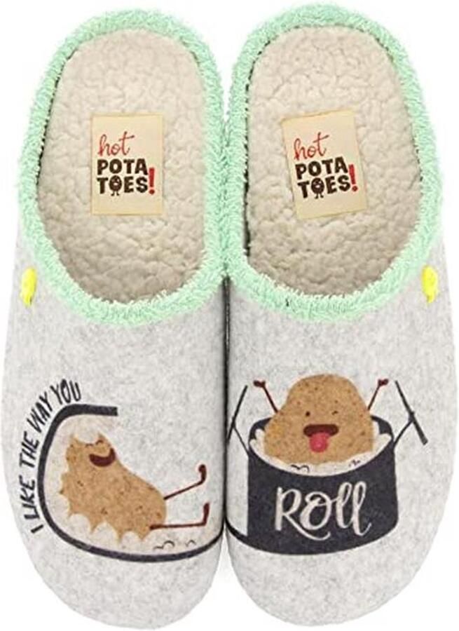 Dames Nurney Slippers Grijze Pluche Pantoffels met Lamsvacht en Gerecycled Schuim