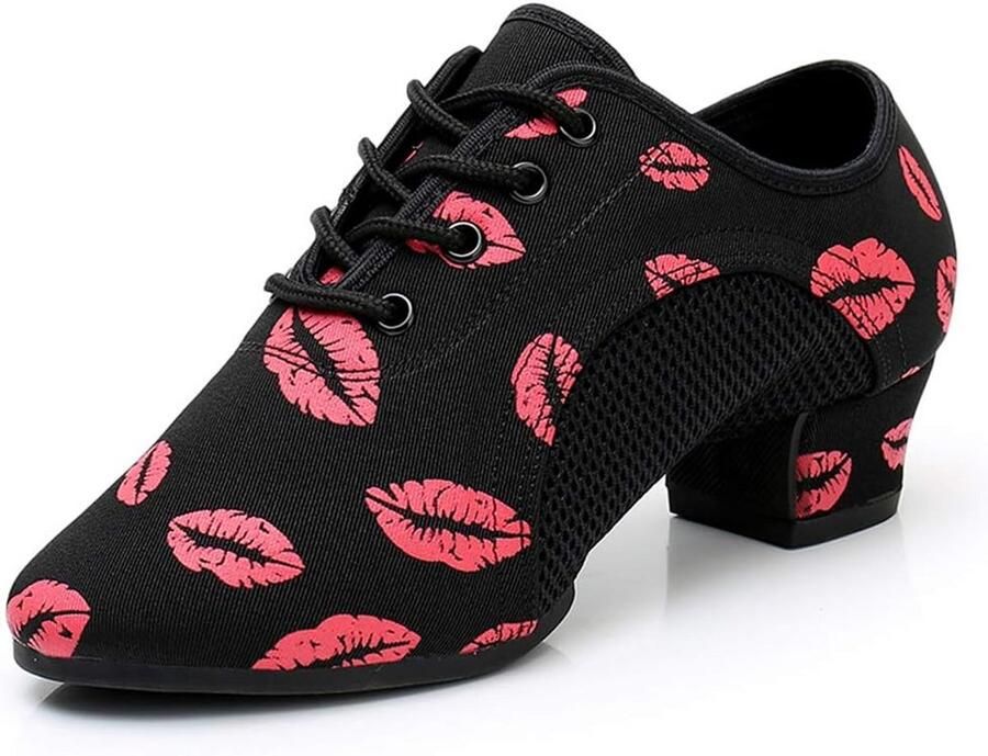 Dames Oefen Dansschoenen Latijns Salsa Tango Gesloten Teen met Veters