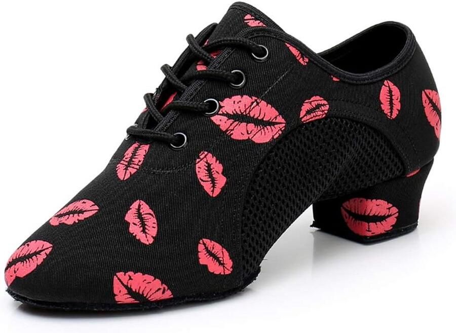 Dames Oefen Latin en Balzaal Dansschoenen met Gesloten Teen en Veters