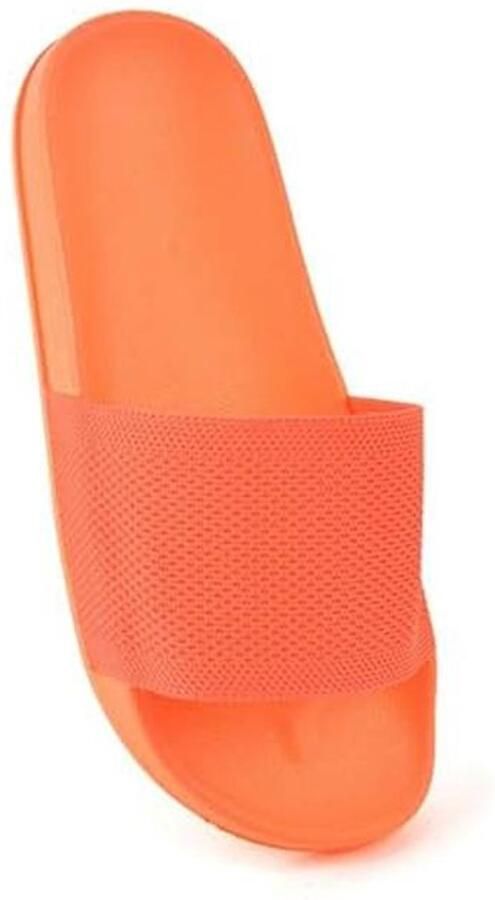 Dames open teen gebreide effect slippers Zachte glijsandalen voor strand en zwembad