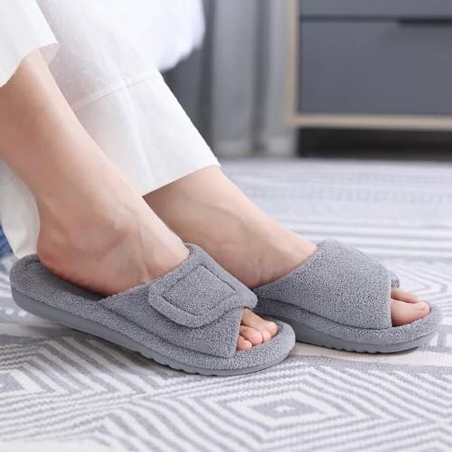 Dames Orthopedische Slippers Met Ondersteuning en Verstelbaar Grijs